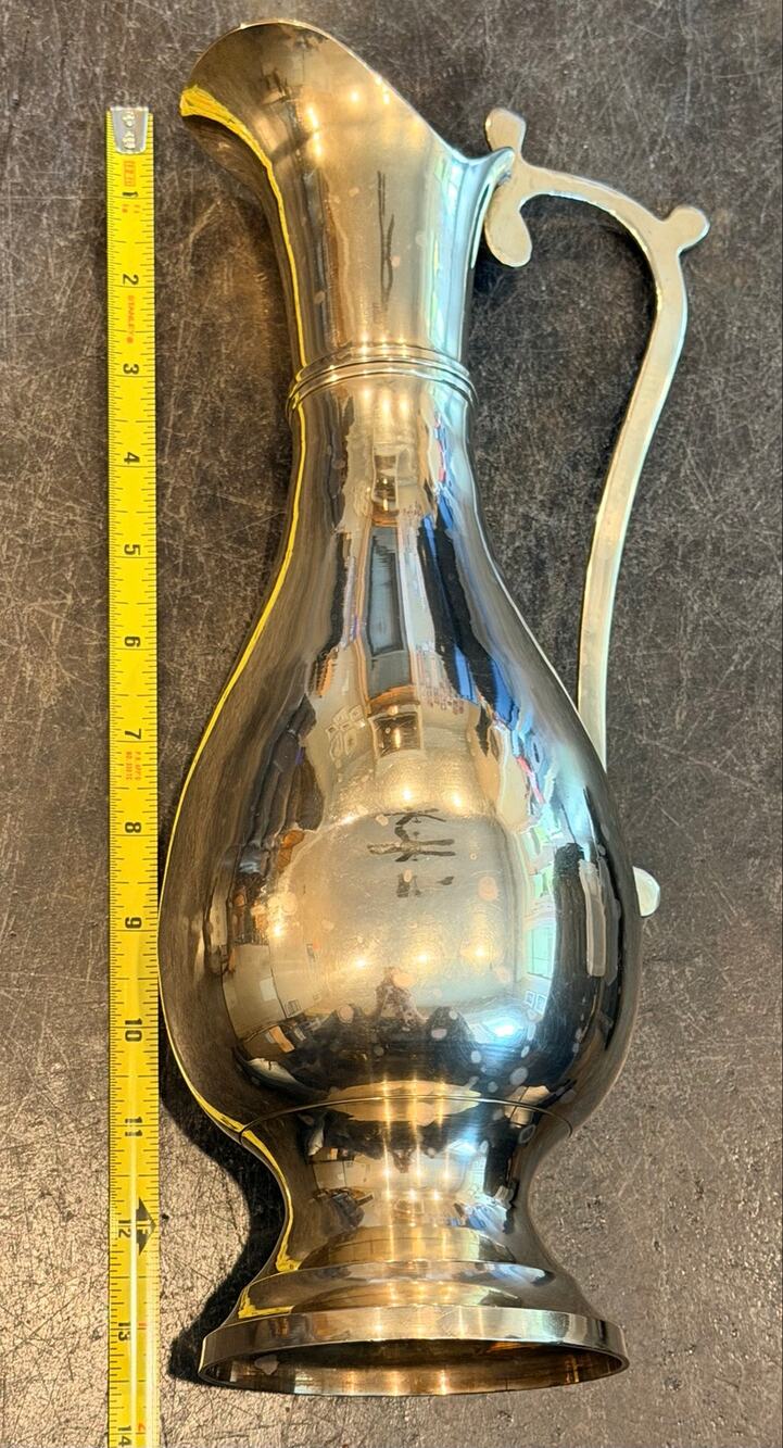 Vintage Solid Brass Pitcher Ewer Vase Made In India